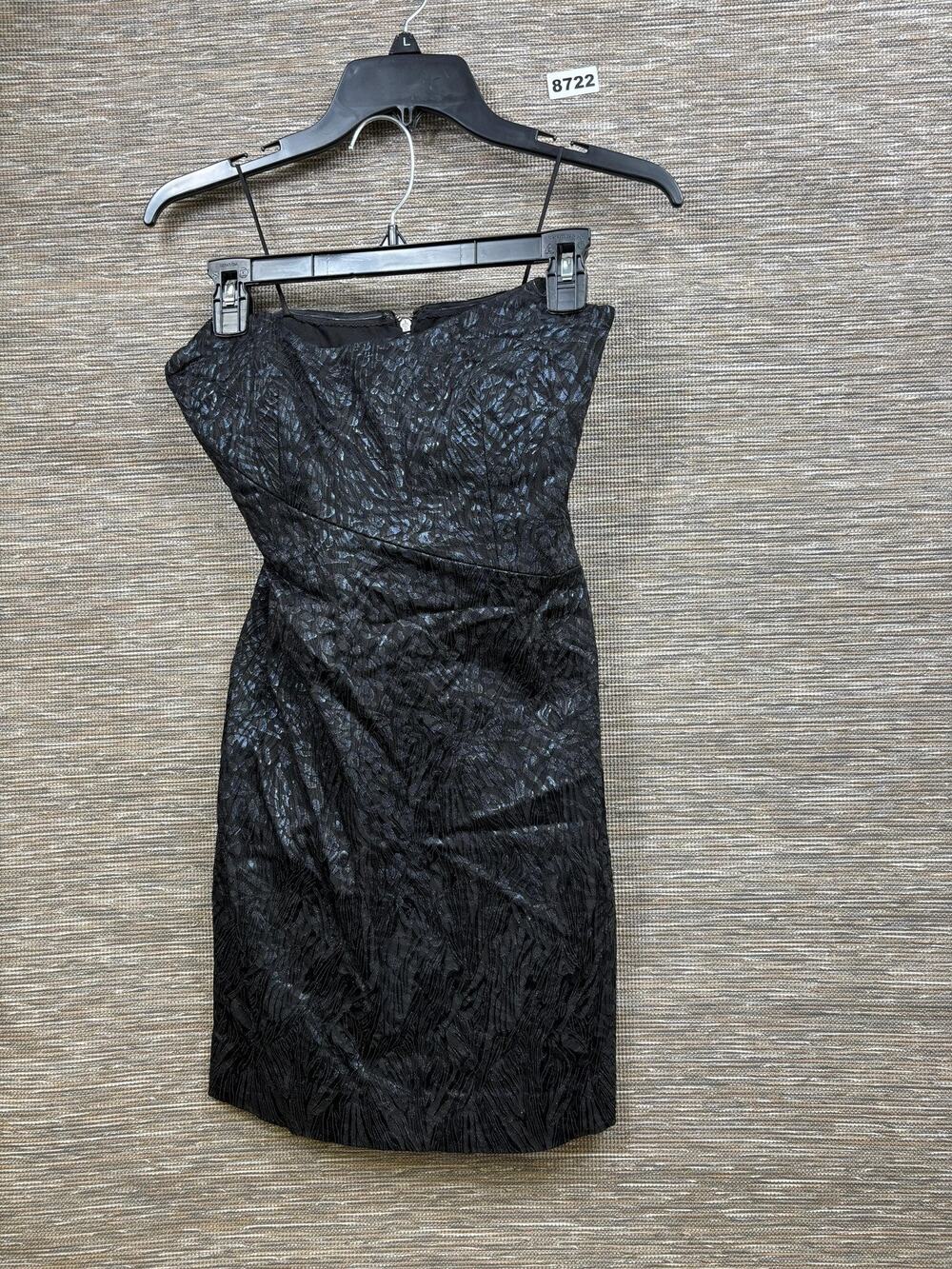 Nicole Miller Dress Womens 4 Black Jacquard Strapless Sweetheart Bodycon Short